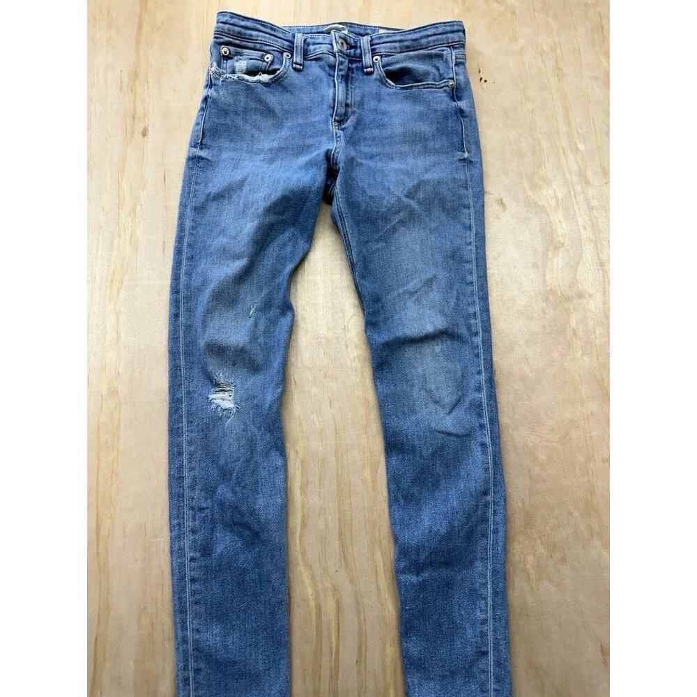 Rag & Bone Cate Mid Rise Jeans Sz 26 Light Wash Distressed Raw Hem Skinny
